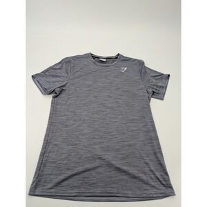 Gymshark T-Shirt Mens Large Grey Short Sleeve Breathable Workout Logo Gym‎ Run